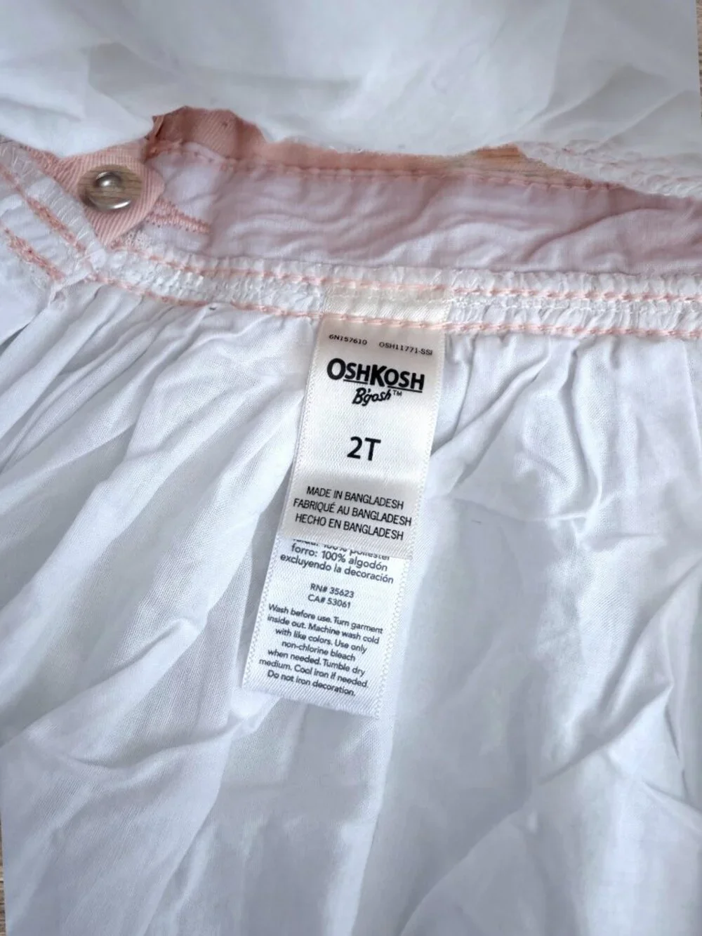 OshKosh B’gosh Pink Bunny Overall Jumper Dress Tulle Skirt Easter Overall 2T